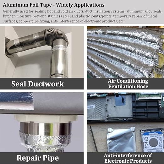 6Rolls Aluminum Foil Tapes, HVAC Duct Tape Heavy Duty, Sealing Patching Heat - Image 4