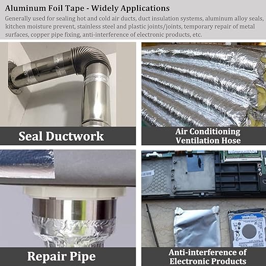 3PCS Aluminum Foil Duct Tapes Heavy Duty, Preminum Insulation Adhesive HVAC - Image 4