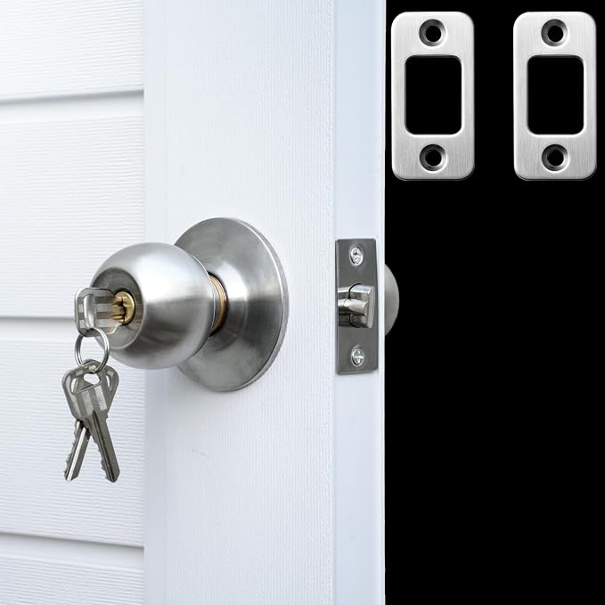2 Sets Deadbolt Strike Plate Door Strike Plate Door Backplate 1" x 2-1/4" Round - Image 7
