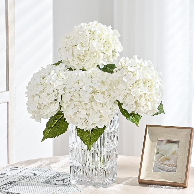 5Pcs 21in Hydrangea Artificial Flowers, Latex Real Touch Hydrangeas | Lifelike - Image 2