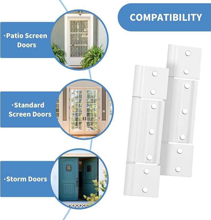 3Pack Storm Door Hinge Replacement, 1/8 inch Grooved Center | Screen Door Hinge - Image 5