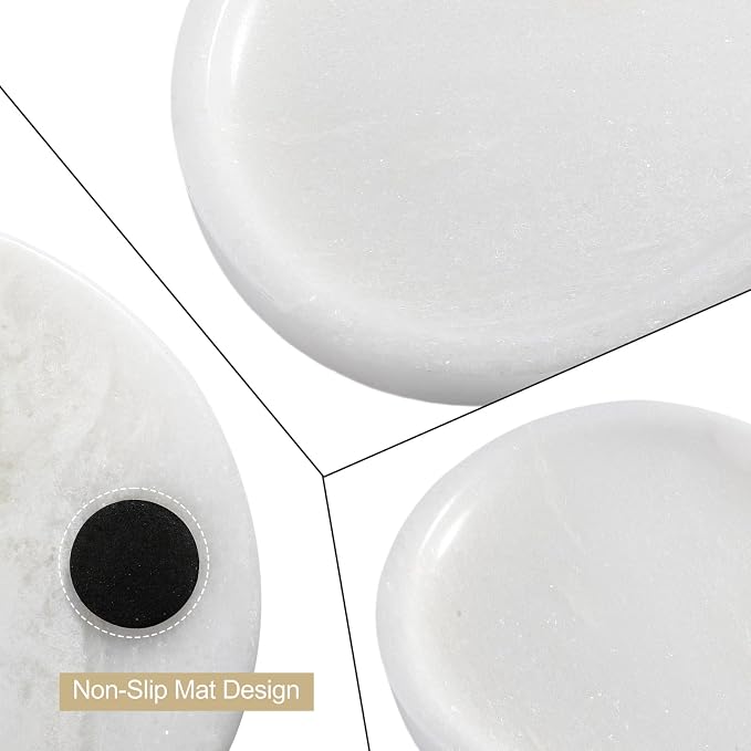 African Natural White Marble Decorative Tray, Catchall Tray - Image 4