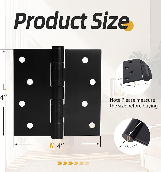 18-Pack 4 inch X 4 inch Black Door Hinge Heavy Duty - Image 2