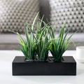 MyGift Artificial Green Grass Plants Potted in 9-inch Matte Black Wood by MyGiftHome