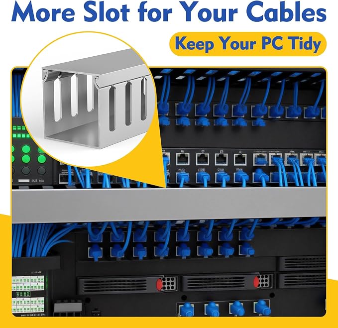 Open Slot Wiring Raceway Cable Duct, Cable Management Cord Track | 123" open - Image 7