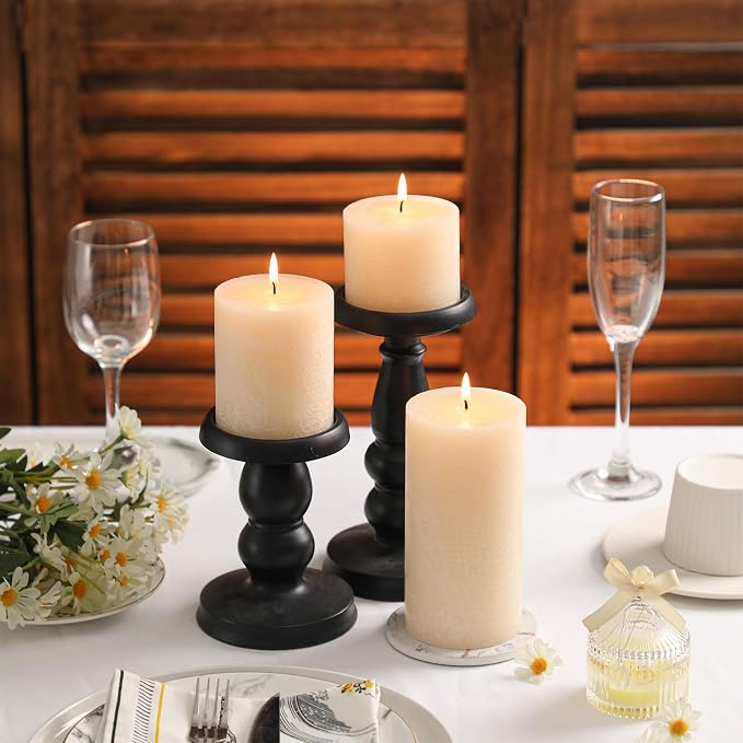 3x4 Inch Ivory Pillar Candles Set of 3 - Image 4