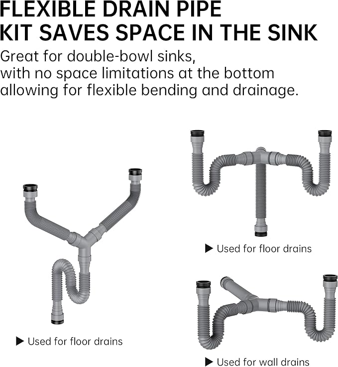 Flexible Expandable P-Trap Kit for Double Kitchen Sink Drain - Image 3
