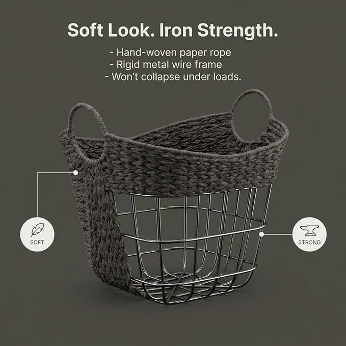 Household Essentials Handwoven Paper Rope Storage Basket - Image 9