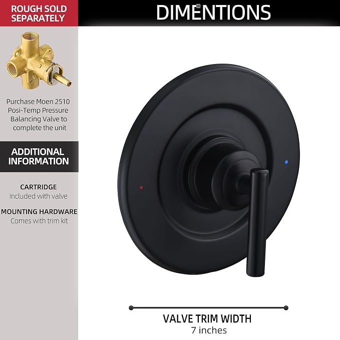 Tearel Shower Trim Kit for Moen T2901BL Matte Black Shower Handle 2-Pack - Image 4