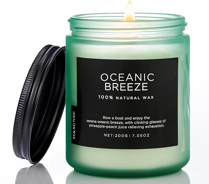 M&SENSE Oceanic Breeze Home Scented Candles, 7.05oz Natural Soy Wax | 50-Hour by MSENSE