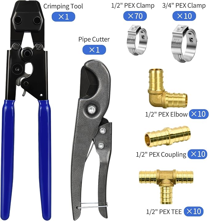 PEX Cinch Clamp Tool Kit, 3/8" to 1" PEX Pipe Clamp Cinch Tool Set | - Image 2