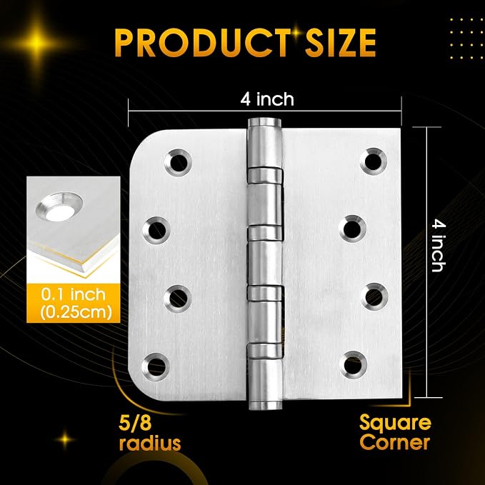 304 Stainless Steel Door Hinges 4 inch X 4 inch Heavy Duty Ball Bearing Non - Image 2
