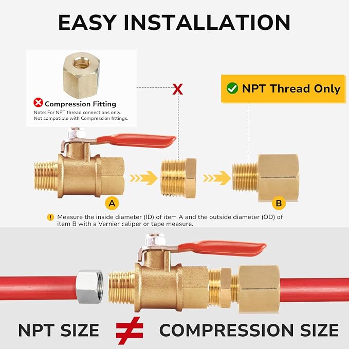 NPT Reducer, 1/2" NPT Male × 1/4" NPT Female, Brass Hex Bushing, Brass Pipe - Image 4