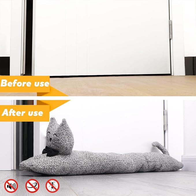 Cat Fabric Under Door Draft Stopper, 3LB Heavy Duty Decorative Soundproof Door - Image 4