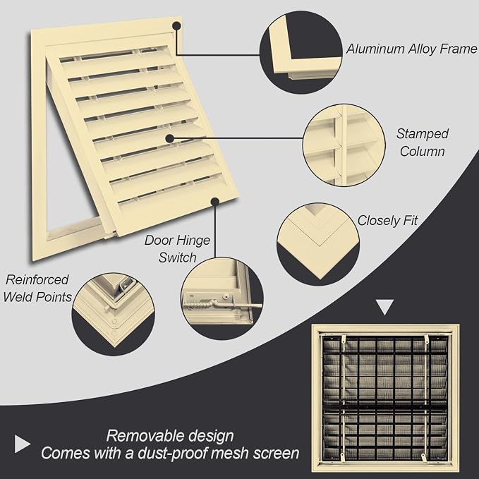 Yellow Air Return Grille, Aluminum Access Panel - Image 3