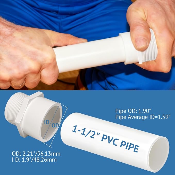 1.5 Inch Male Thread PVC Fittings White 2-Way PVC Pipe Coupling Adapter - Image 3