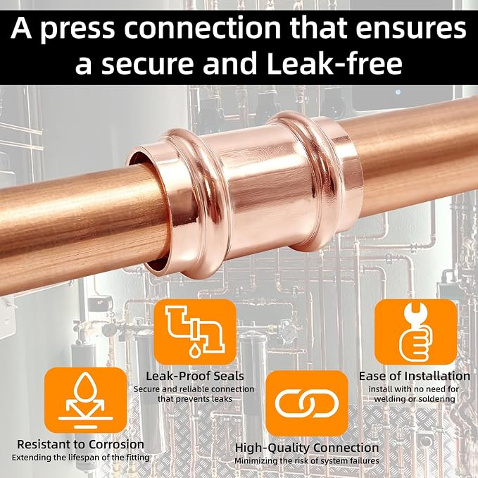 1" Copper Press Fittings Coupling - Image 3
