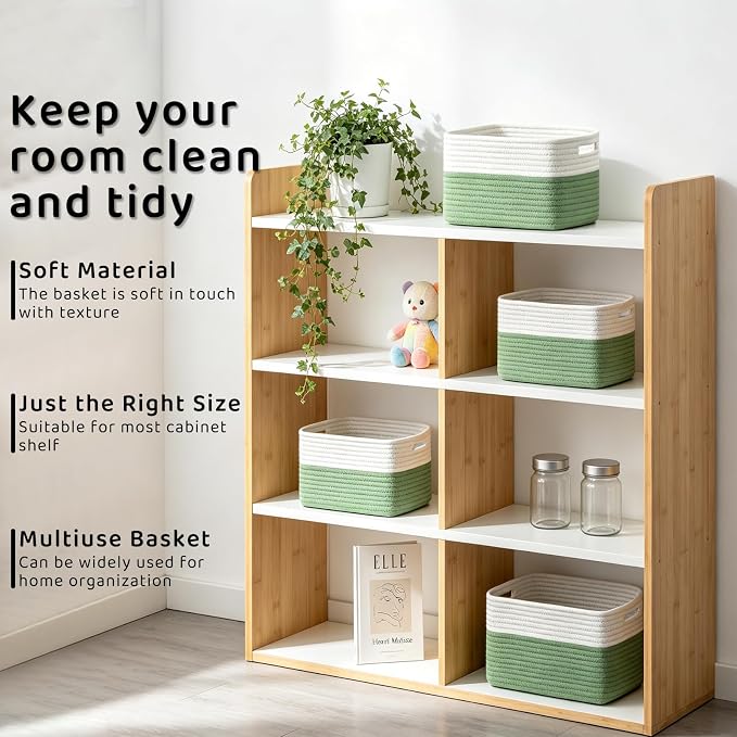 4 Pack Storage Baskets for Organizing, and Clothes, Cotton Rope Basket for - Image 5