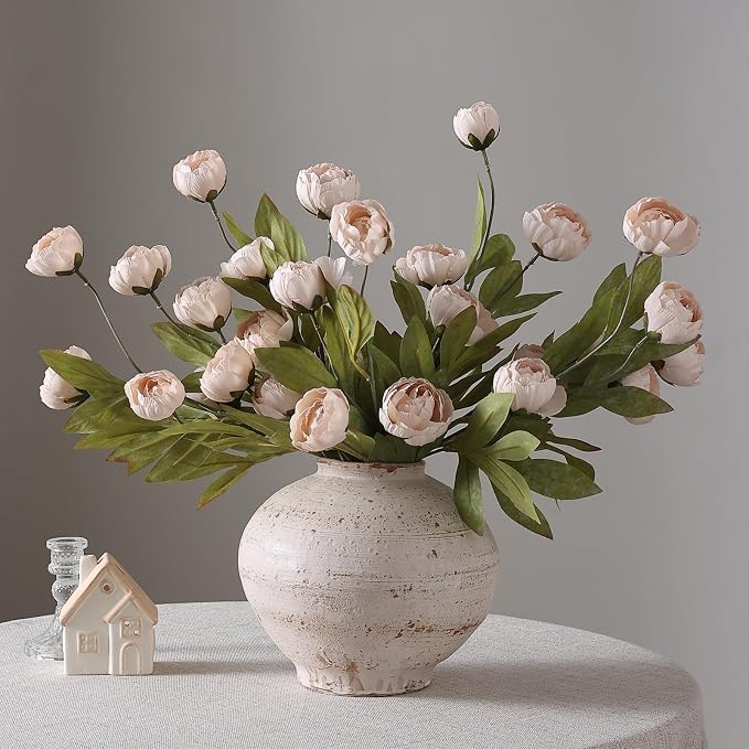 VIERENA 6 Pcs 27" Faux Silk Peony Artificial Flowers Stems - Image 9