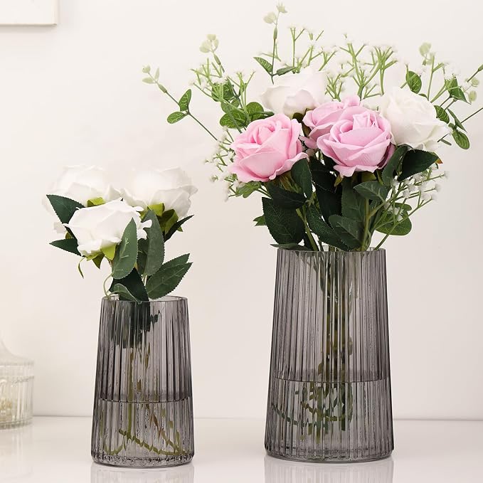 Ribbed Flower Vases Set of 2, Flower Vase by MARTAGE