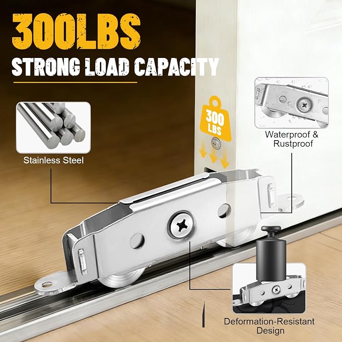 2 Pack Sliding Door Rollers Replacement, Stainless Steel Patio Door Rollers | - Image 3