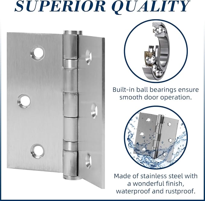 6 Pack 3.5 Inch x 3.5 Inch Door Hinges - Image 3