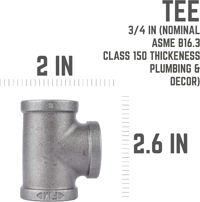 PIPE DECOR Tee Fitting, 3/4 Inch, DIY Furniture, and Standard 3/4 Inch Plumbing - Image 2