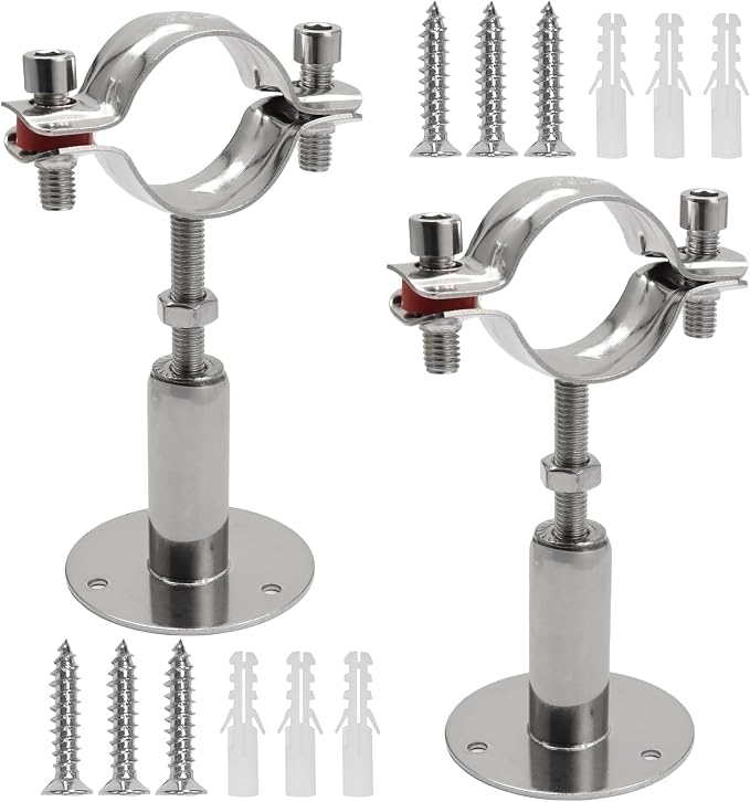 2pcs Adjustable Pipe Support Bracket, 1-1/2 Inch Pipe Clamp | Stainless Steel by suiwotin