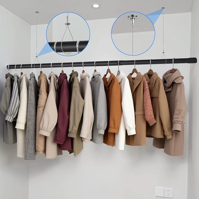 Supforce Ceiling Support for Closet Rod, Stainless Steel Wire Loop | 50 lb Load - Image 2