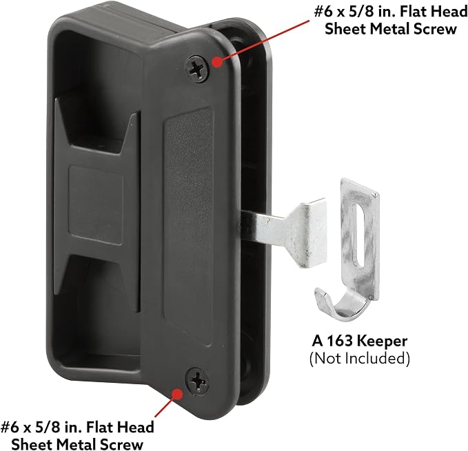 Prime-Line A 168 Black Plastic, Sliding Screen Door Latch and Pull, fits - Image 6