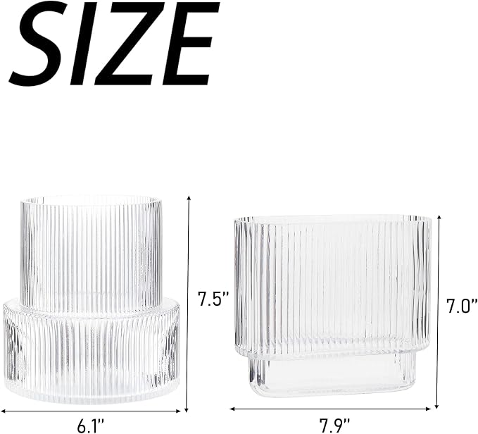 Ribbed Glass Vases, Modern Glass Vase - Image 6
