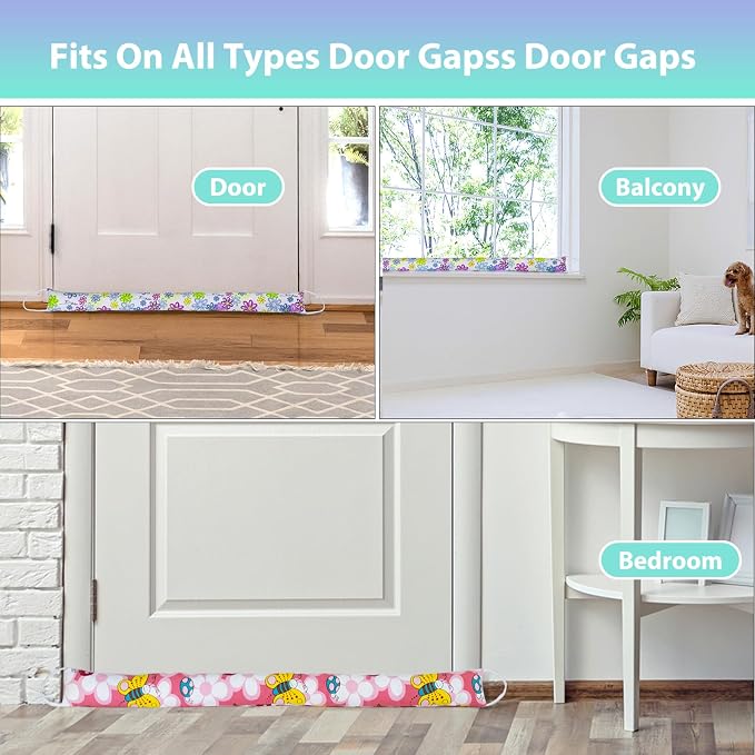 Weighted Door Draft Stopper, 2 Pack 32 Inch Under Door Blocker, Bottom of Door - Image 7