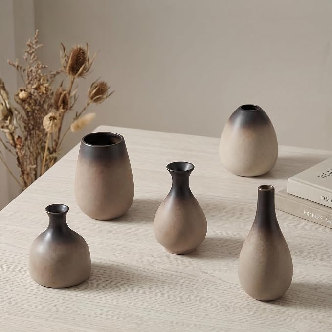 Ceramic Bud Vases, Rustic Small Vase Set of 11, Mini Pottery Vases - Image 7