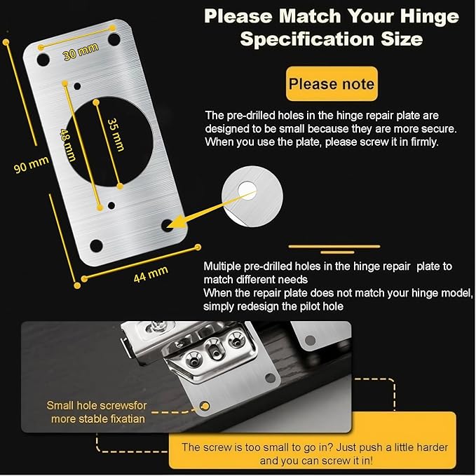 Cabinet Hinges Repair Plate, Hinge Repair Brackets, Hinge Repair Plate Kit | 8 - Image 4