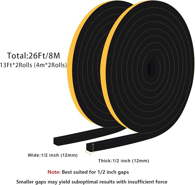 Square Foam Insulation Tape for Doors & Large Gaps, 26Ft Bulk Pack | Blocks - Image 6