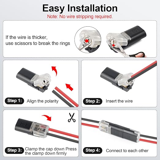 20Pcs LED Wire Connectors, 2 Pin Universal Compact Wire Terminals | No - Image 4