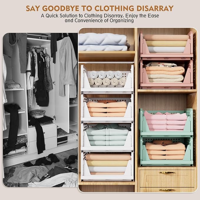 Upgraded Closet Organizers and Storage, Stackable Closet Organizer Basket | 5 - Image 8