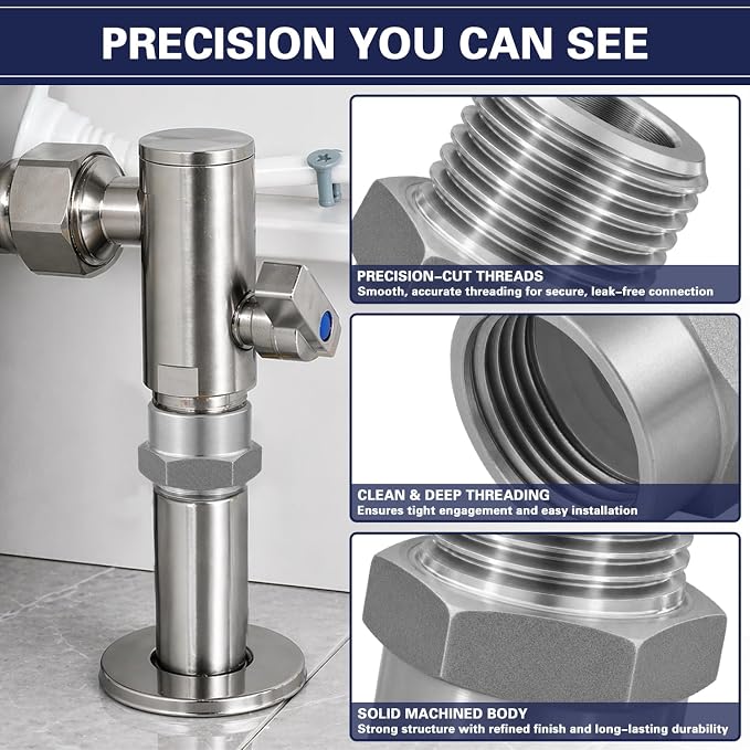 1/2" G Female to 1/2" NPT Male Adapter, Stainless Steel Pipe Fitting, BSP to - Image 3
