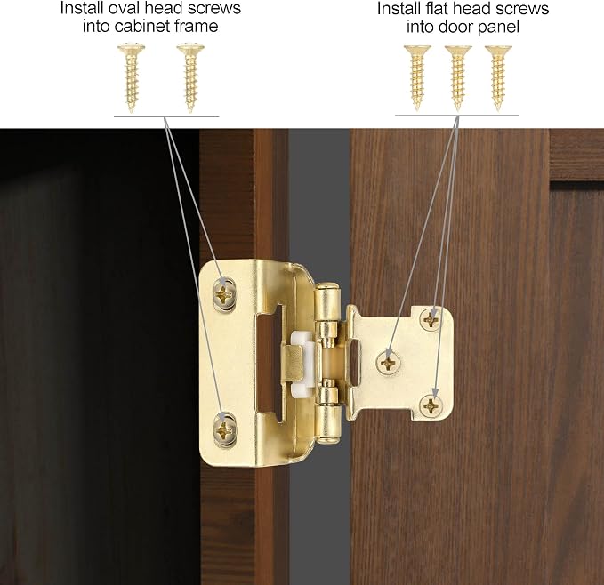 Gold Cabinet Hinges, 1/2” Overlay, 4 Pack | - Image 5