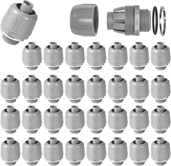 32-Pack 3/8" NPT Liquid Tight Connector Conduit Fitting UL PVC Straight | UV by Aandxmok