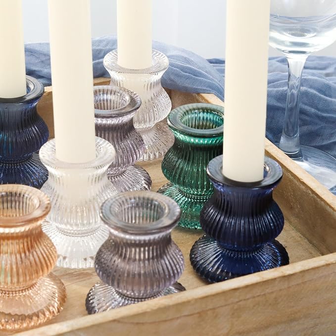 WDHODEC Christmas Taper Candle Holders 12PCS Glass Candlestick Holders - Image 7