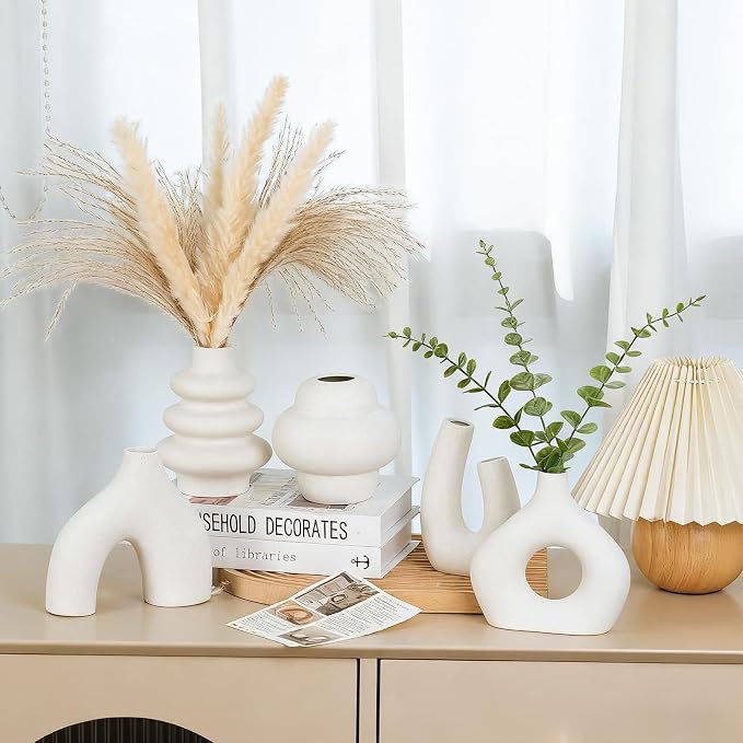 CUCUMI Ceramic Flower Vase Set of 5 Modern Boho Style Decorative Vases | - Image 2