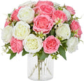 4 Packs Peonies Artificial Flowers Mixed White Pink Silk Artificial Peonies | by MARTINEMALL