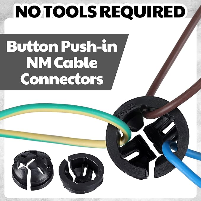 100 Pcs 3/8" Button Connector | Non‑metallic Push‑in Nm Cable Connector - Image 6