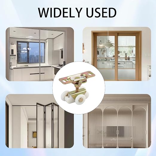 2Pcs Gold 3/4" Sliding Pocket Door Rollers Assembly, Sliding Door Wheels - Image 4