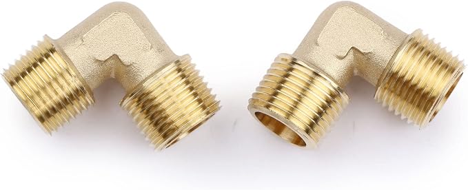 U.S. Solid 2pcs 90 Degree Barstock Street Elbow Brass Pipe Fitting 3/8" NPT - Image 3