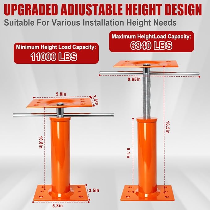 2 Pack House Jacks for Leveling, 10.8-16.5 in Height Adjustable, Steel | Screw - Image 3