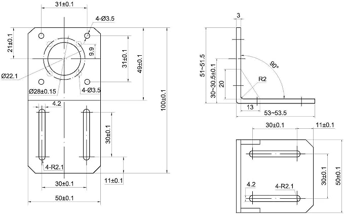 STEPPERONLINE NEMA 17 Stepper Motor Alloy Steel Mounting Bracket ST-M1 - Image 7