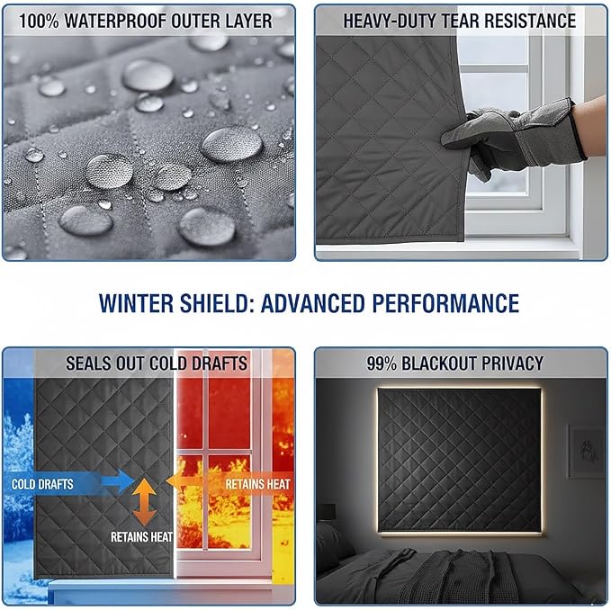 Thermal Insulated Window Cover for Winter, Heavy Duty Oxford Cloth Thermal - Image 7