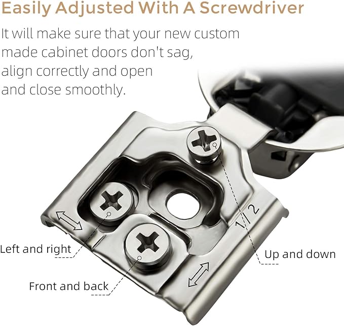 Soft Close Hinges for Kitchen Cabinet Hinges, 1/2 Inch Overlay, 10 Pack | 5 - Image 3